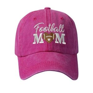 Football Mom Barbie Pink Embroidered Baseball Cap Adjustable Hat Y2K Game Day. H